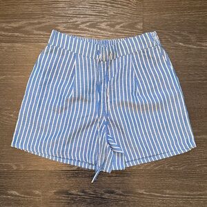 Riley & Rae Blue and White Striped High Waist Shorts